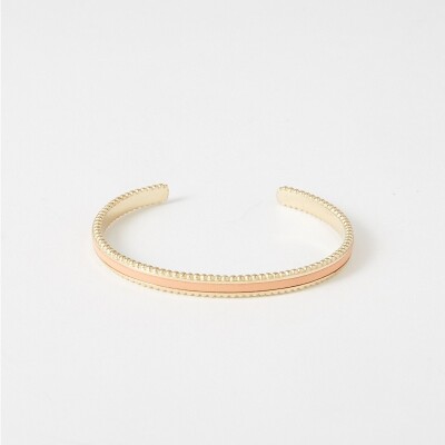 Bracelet rigide Flowersforzoé en cuir et métal doré