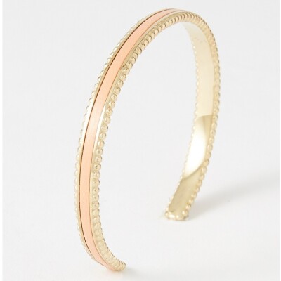 Bracelet rigide Flowersforzoé en cuir et métal doré