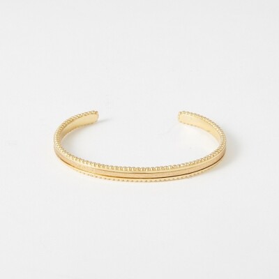 Bracelet rigide Flowersforzoé en cuir et métal doré