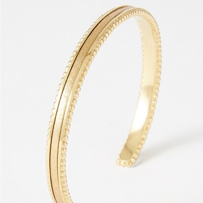 Bracelet rigide Flowersforzoé en cuir et métal doré