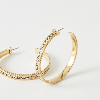 Bracelet rigide Flowersforzoé en cuir et métal doré
