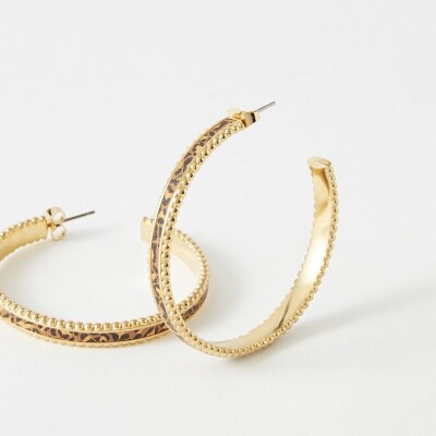 Bracelet rigide Flowersforzoé en cuir et métal doré