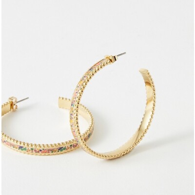 Bracelet rigide Flowersforzoé en cuir et métal doré
