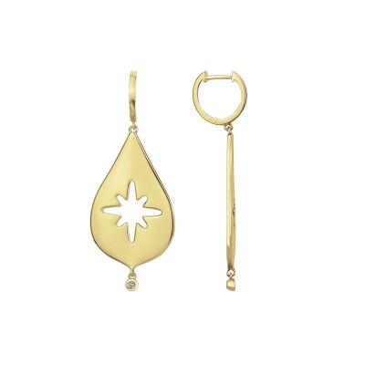 Boucles d'oreilles La Garçonne en plaqué or et diamants