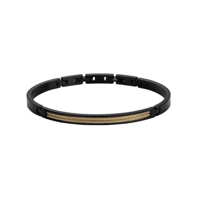 Bracelet en acier noirci et acier jaune