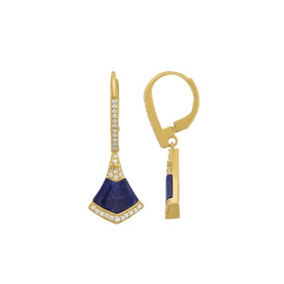 Boucles d'oreilles Charles Garnier en argent doré, lapis lazulis et oxydes de zirconium