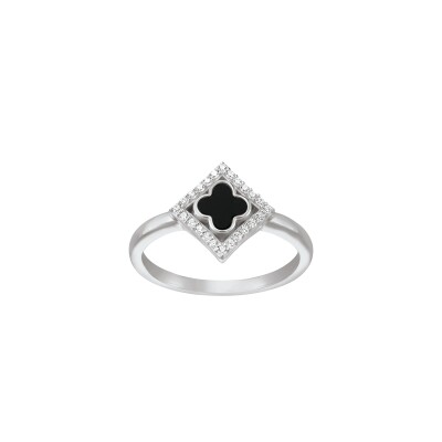 Bague Charles Garnier Légende en argent, oxydes de zirconium et agate noire