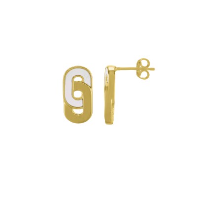 Boucles d'oreilles Charles Garnier en argent doré et nacre