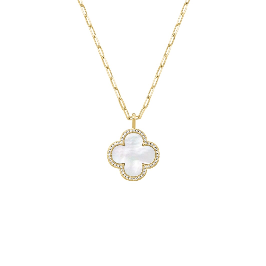 Collier Charles Garnier en argent doré, oxydes de zirconium et nacre