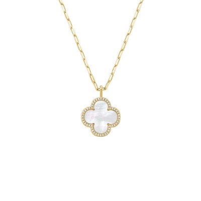 Collier Charles Garnier en argent doré, oxydes de zirconium et nacre