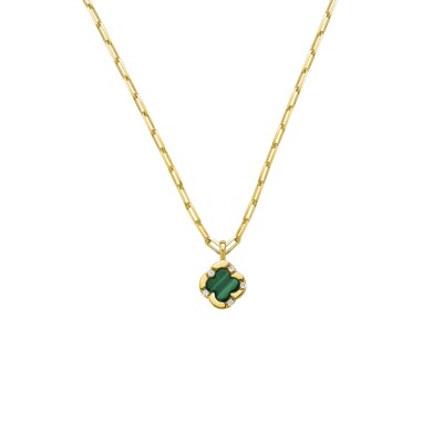 Collier Charles Garnier Légende en argent doré, malachite et oxydes de zirconium