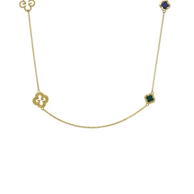 Sautoir Charles Garnier en argent doré, malachite, lapis lazuli et oxyde de zirconium