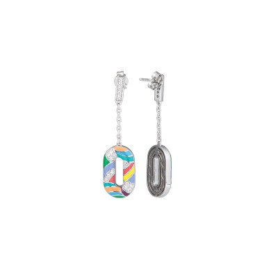 Boucles d'oreilles Una Storia en argent laqué et oxydes de zirconium