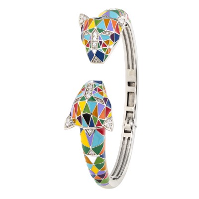 Bracelet jonc Una Storia en argent laqué et oxydes de zirconium