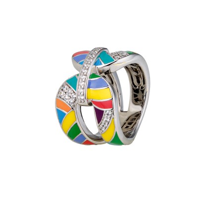 Bague Una Storia en argent laqué et oxydes de zirconium