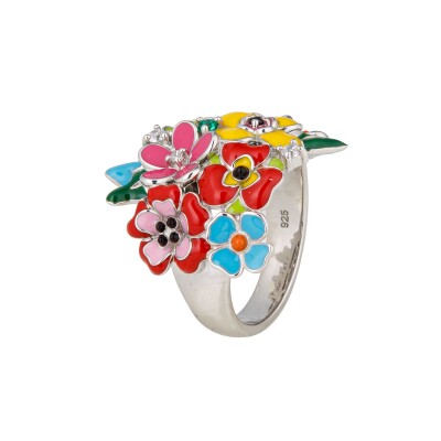 Bague Una Storia en argent laqué et oxydes de zirconium