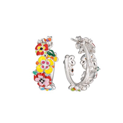 Boucles d'oreilles Una Storia en argent laqué et oxydes de zirconium
