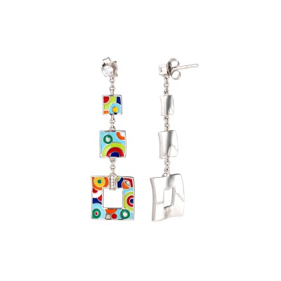 Boucles d'oreilles Una Storia en argent laqué et oxydes de zirconium