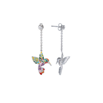 Boucles d'oreilles Una Storia en argent laqué et oxydes de zirconium