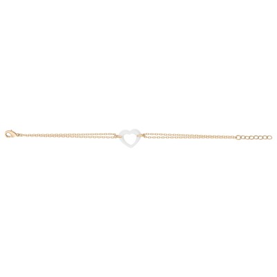 Bracelet en plaqué or et céramique blanche, motif cœur