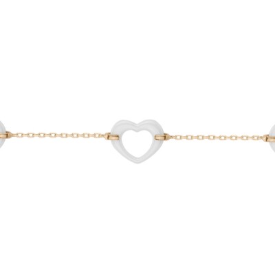 Bracelet en plaqué or et céramique blanche, motif cœur