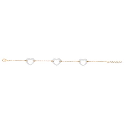 Bracelet en plaqué or et céramique blanche, motif cœur