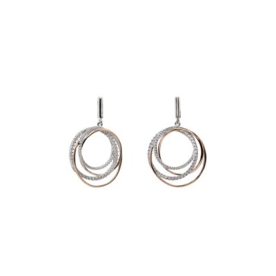 Boucles d'oreilles en argent, argent plaqué or rose et oxydes de zirconium