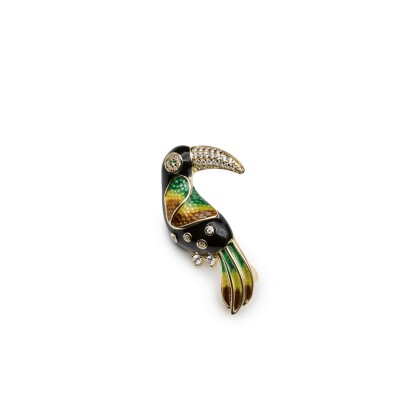 Broche en argent plaqué or jaune et oxydes colorés