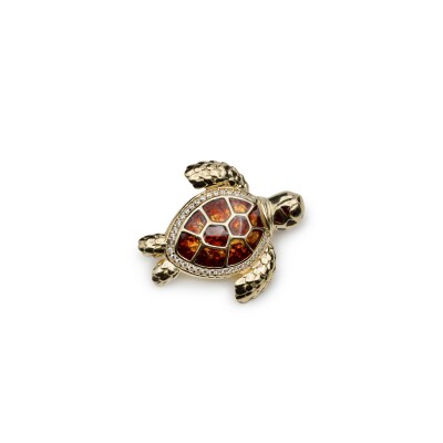 Broche en argent plaqué or jaune et oxydes colorés
