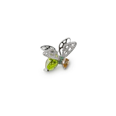 Broche en argent et oxydes colorés