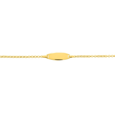Bracelet identité en or jaune, plaque tonneau