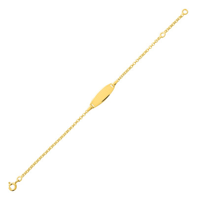 Bracelet identité en or jaune, plaque tonneau