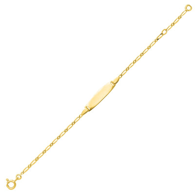 Bracelet identité en or jaune, plaque tonneau