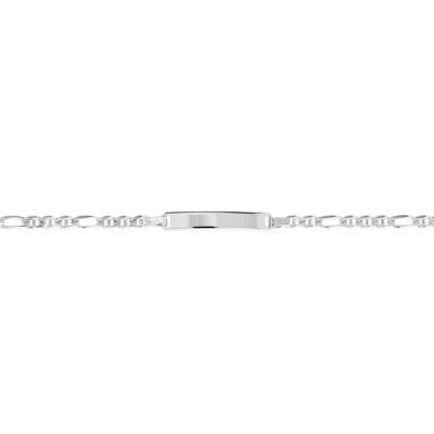 Bracelet identité en or blanc, plaque rectangle