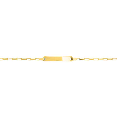 Bracelet identité en or jaune, plaque rectangle