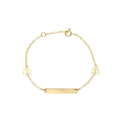 Bracelet identité en or jaune, plaque rectangle