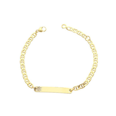 Bracelet identité en or jaune, plaque rectangle