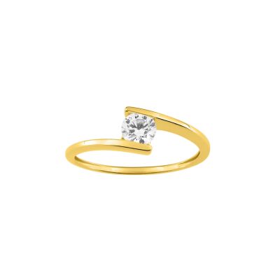 Bague en or jaune et oxyde de zirconium