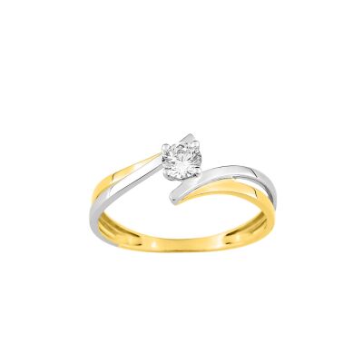 Bague en or jaune, bicolore et oxyde de zirconium