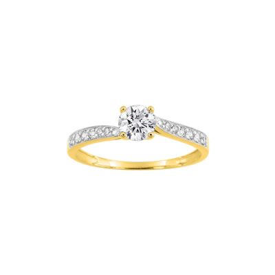 Bague en or jaune, bicolore et oxydes de zirconium
