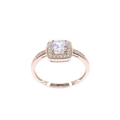 Bague en or jaune et oxydes de zirconium