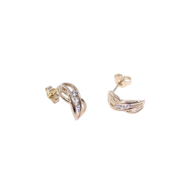 Boucles d'oreilles en or jaune et oxydes de zirconium