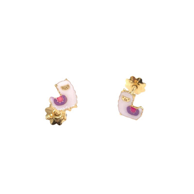 Boucles d'oreilles en or jaune motif lama