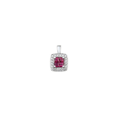 Pendentif en or blanc, rubis de 0.48ct et diamants de 0.14ct