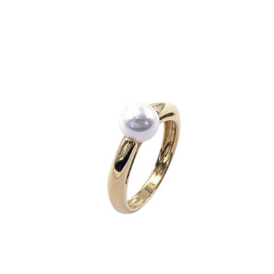 Bague en or jaune et perle de culture