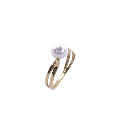 Bague en or jaune et perle de culture