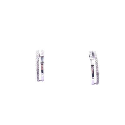 Boucles d'oreilles demi créoles en or blanc et diamants