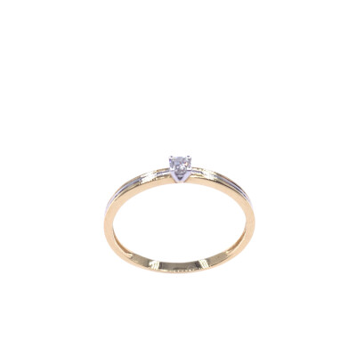 Solitaire en or jaune, or blanc et diamant