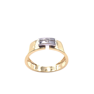 Bague en or jaune, or blanc et diamant