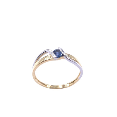 Bague en or jaune, or blanc, saphir